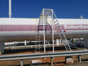 Propane tank access ladder and platform fabrication